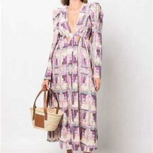 new never been worn SEA Naya print long sleeved v neck dress size XS runs big